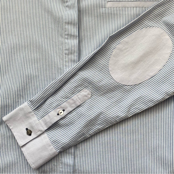 Saint James Mademoiselle Blue White Striped Button Down Preppy Shirt Size 14 - Picture 7 of 15